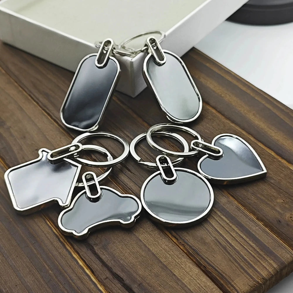 10pcs Custom Logo Name Keychain Metal Black Personalized Keyring Plate Laser Marking Engraving Stainless Key Chain Ring Gift