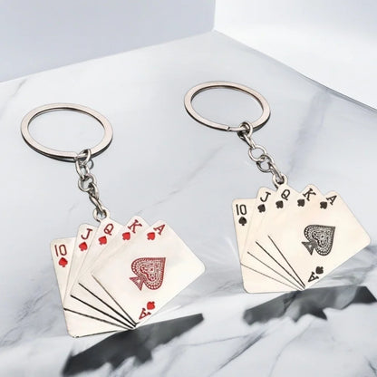Creative Poker Enthusiast Mini Metal Cute Keychain Playing Cards Pendant Key Ring Accessories Personalized Keyring Lover Gift