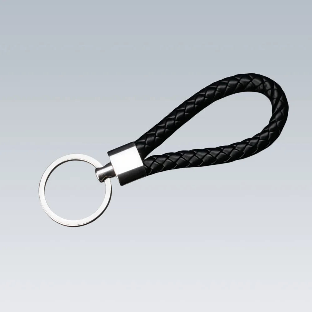 Trendy DIY Mobile Phone Number Plate Keychain Simple Woven Rope Leather Pendant Keyring Anti-lost Car Moto Key Chain Ring Gift
