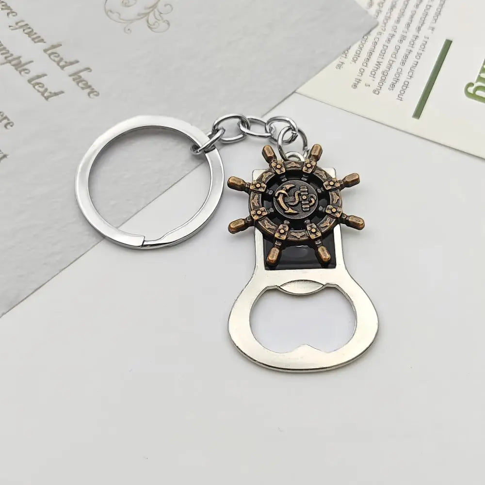 Relief Animal Bronze Color Keychain Metal Tiger Head Bottle Opener Keyring Portable Key Chain Ring for Collectible Souvenir Gift
