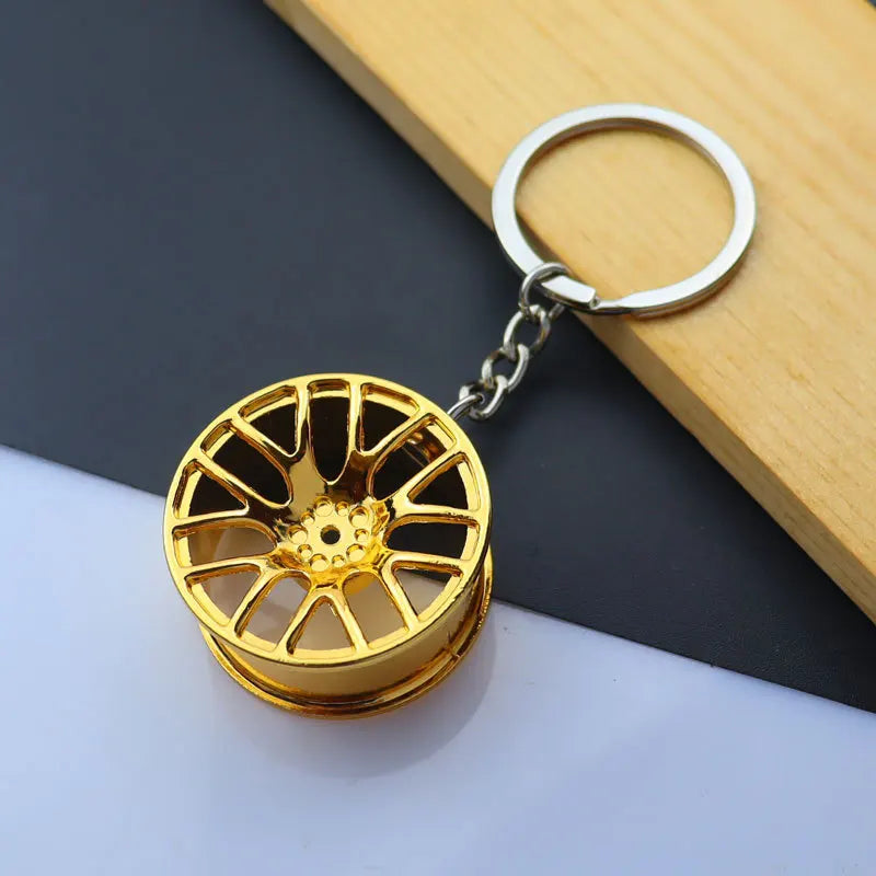 Creative Metal Mini Auto Parts Car Wheel Keychain Auto Enthusiast Keyring Accessories Key Ring Chain for Men Woman Lover Gift