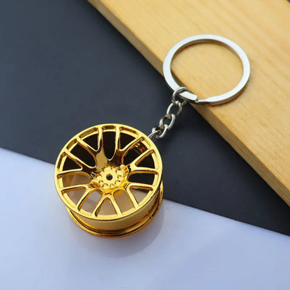 Creative Metal Mini Auto Parts Car Wheel Keychain Auto Enthusiast Keyring Accessories Key Ring Chain for Men Woman Lover Gift