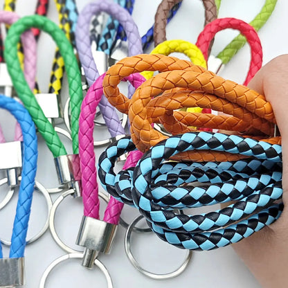 Originality PU Leather Metal Organization Rope Keychain Personality Custom Name Text Keyring Car Moto Key Ring Chain Gift