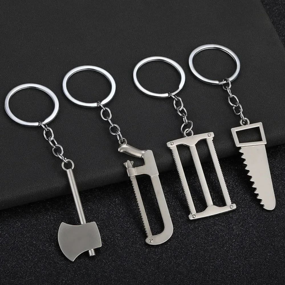 Pretend Play Set Mini Construction Multi Small Tools Metal Keychain Assorted Designs for Creative Play Gift DIY Toy Car Keyring