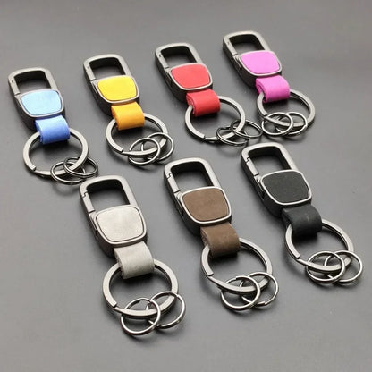 Fashion Frosted Leather Keychains Car Key Chain Ring Custom Logo Name Waist Hanged Holder Business for Men Women Keyring Gift