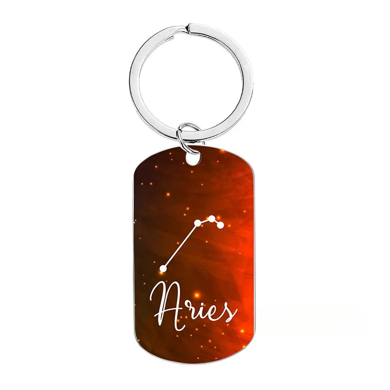 New Custom Text Name Metal Stainless Steel Keychain Car Moto Constellation Keyring Motorcycle Pendant Key Chain Ring Gift