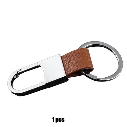 1/4PCS Personalized Leather Splicing Waist Hanging Car Keychain Metal Key Ring Chain Motorcycle Keyring Accessories for Man Gift
