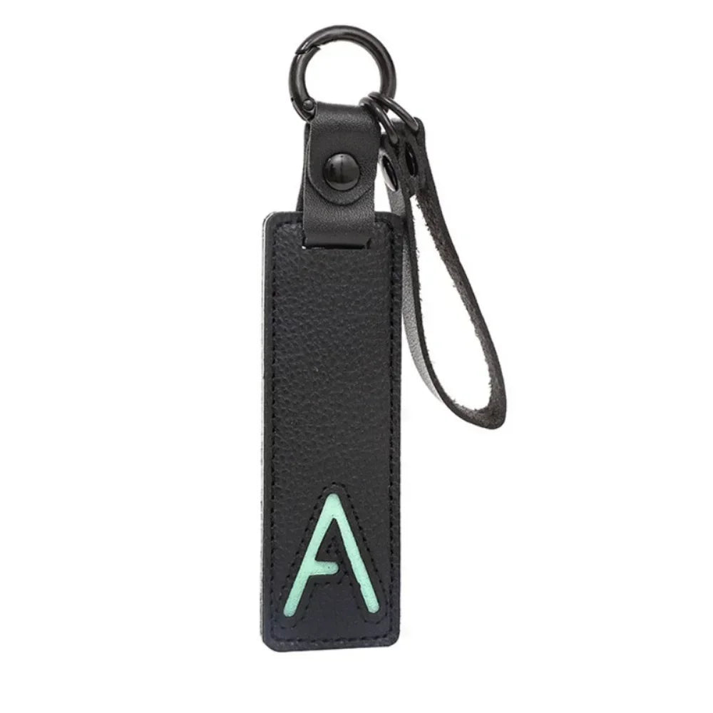 Popular A-Z 26 Letter Leather Keychain Engraved Custom Logo Name with Handbag Keyring for Woman Man Moto Car Key Ring Chain Gift