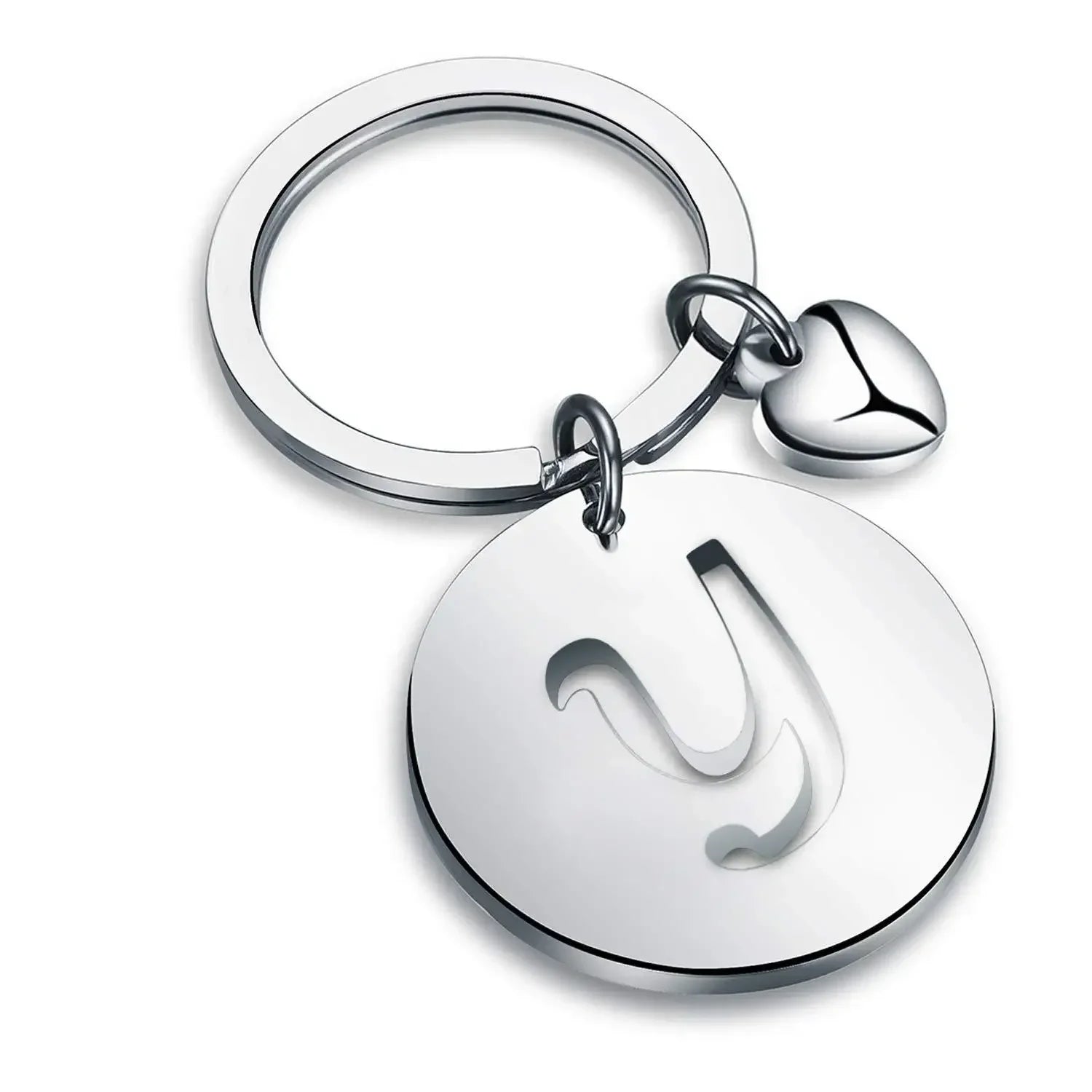 1PCS/2PCS Popular A-Z  Round Brand Stainless Steel Keychain 26 Letter Keyring  Pendant Key Ring Buckle Chains for Car Moto Gift