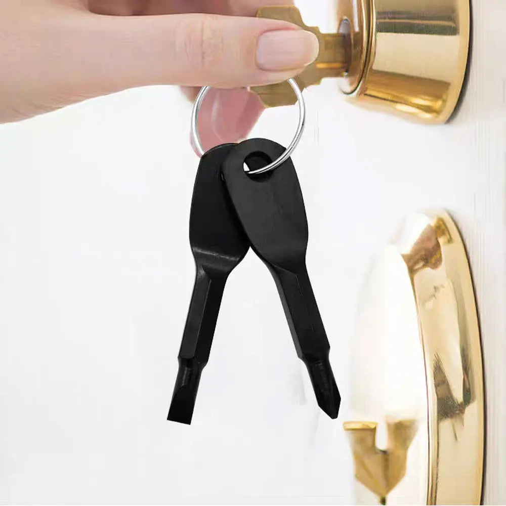 Portable Stainless Steel Mini EDC Keychain Slotted Phillips Screwdriver Keyring Pocket Repair Tools Set Key Chain Ring Gift