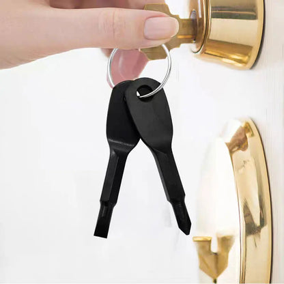 Portable Stainless Steel Mini EDC Keychain Slotted Phillips Screwdriver Keyring Pocket Repair Tools Set Key Chain Ring Gift