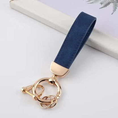 Custom Logo Name Solid Color Keychain Leather Car Business Metal Keyring Head Multi-color Optional Key Buckle Ring Chain Gift