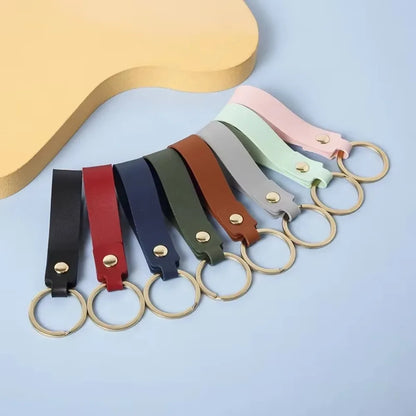 Fashion Personality PU Keychain Metal Cowhide Custom Name Keyring Motorcycle Car Hanging Rope DIY Manual Key Ring Chain Gift