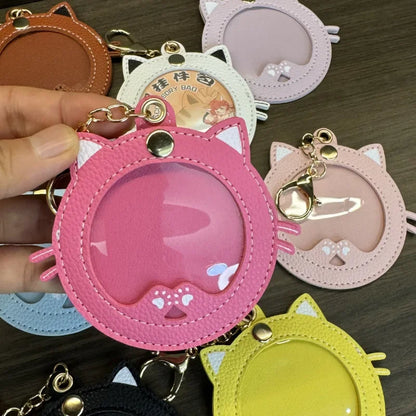 Cat Cute Keychain Women Leatherwear Keyring Car Moto Key Chain Ring Pendant Ring Anime for Bag Pendant Female Photo Gift