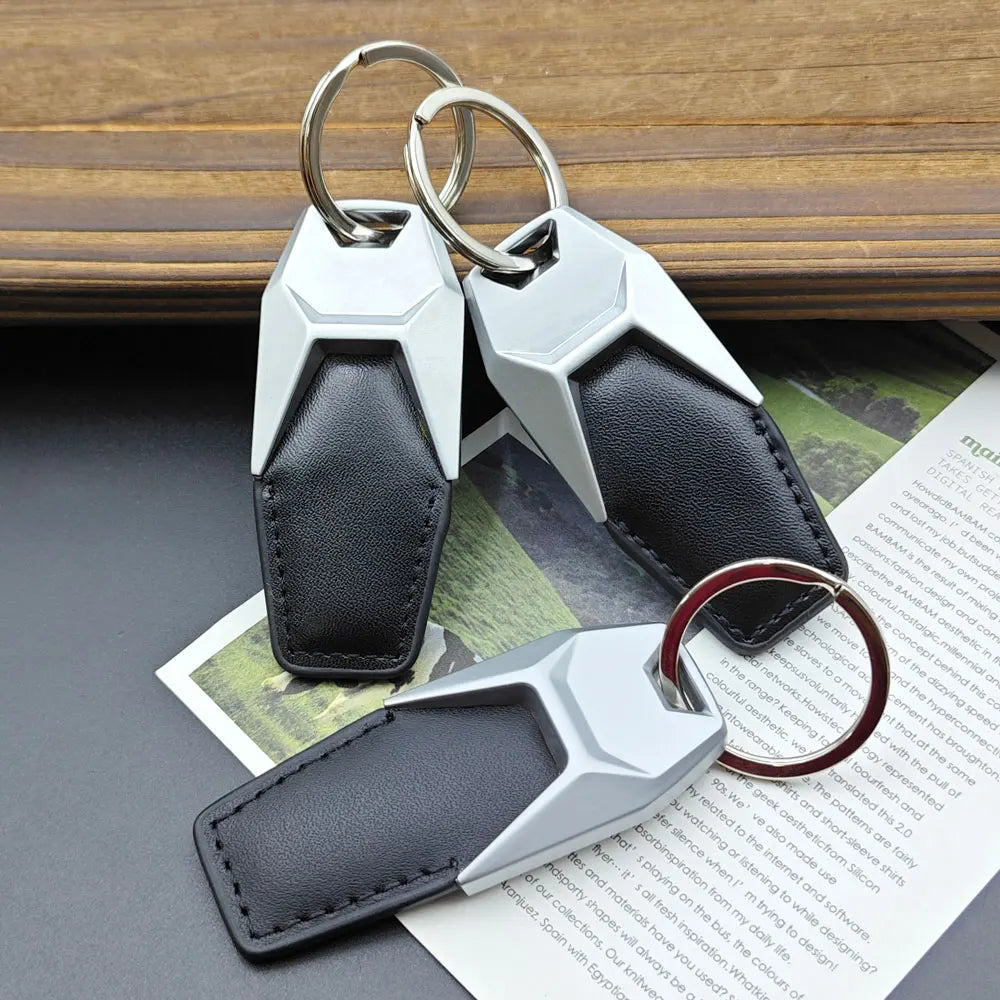 Custom Logo Car Keychain Styling Leather Metal Laser Pendant Keyring 4S Store Original Suitable Personalize Key Chain Ring Gift