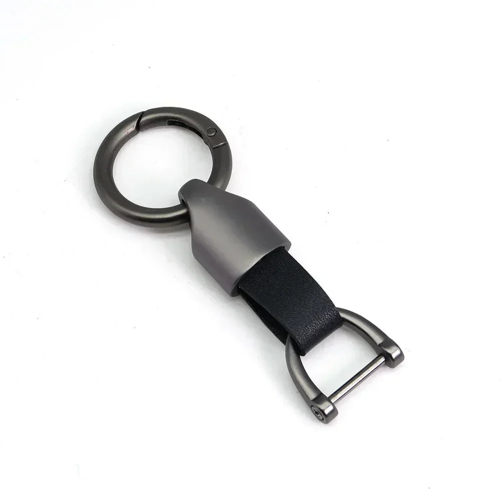 New Fashion Personalized Custom Logo Name Metal Waist Hanging KeyChain Leather Keyring Men Women Key Chain Buckle Ring Gift