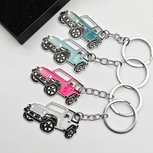 Originality Off-road Vehicle Enthusiast Keychain Metal SUV Car Pendant Keyring Creative Anti-Lost Backpack Key Chain Ring Gift