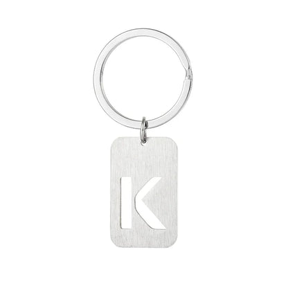 New Creative Hollowed Out 26 Letter Keychain Brushed Military Brand Pendants  Key Ring Buckle Chains Car Motorcyler Keyring Gift
