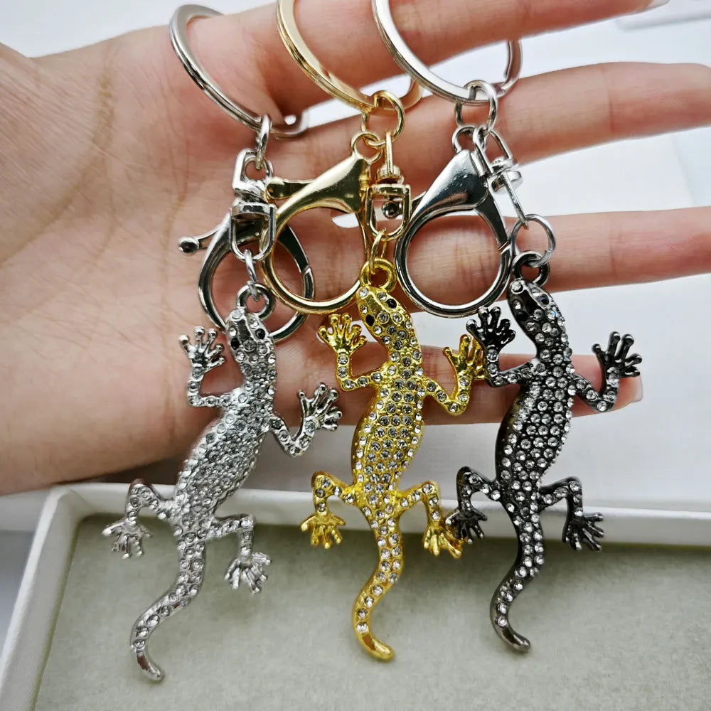 Originality 3D Metal Gecko Lizard Keychain Backpack Pendant Three-dimensional Keyring Badge Key Chain Ring Personalization Gift