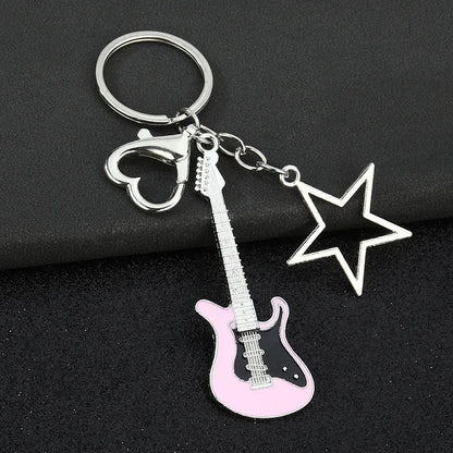 Creative Music Enthusiast Metal Cute Keychain Bass Guitar Pendant Key Ring Accessories Personalized Keyring Lover Small Gift
