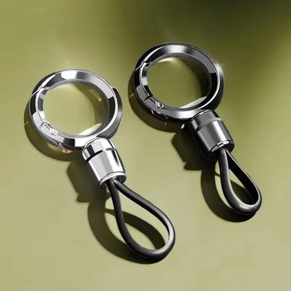 Creative Simple Luxury Leather Rope Metal Pendant Keychain Car Moto Mini Keyring Circle Key Chain Ring Gift