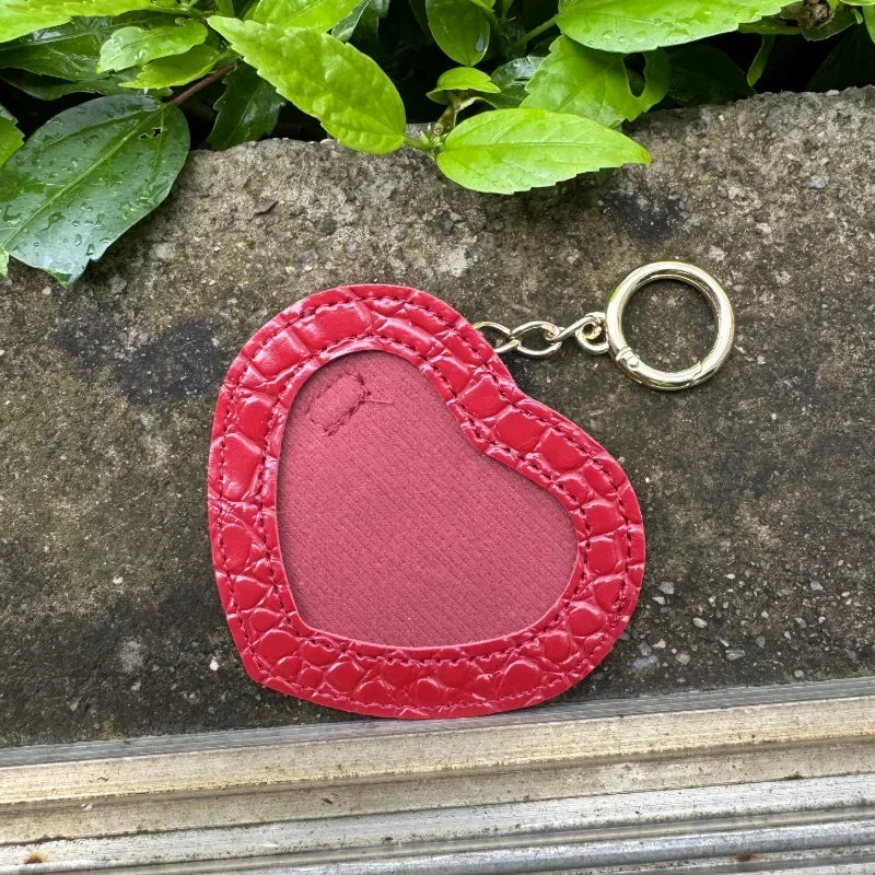 Cartoon Badge Holder Keychian Cute Heart Shape Star Anime Peripheral Pendant Keyring PU Leather Medal Display Protector Bag Gift