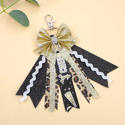 Originality Silk Ribbon Cloth Butterfly Keychain Flower Cheerleaders Keyring for Woman Pendant Backpack Key Ring Chain Gift