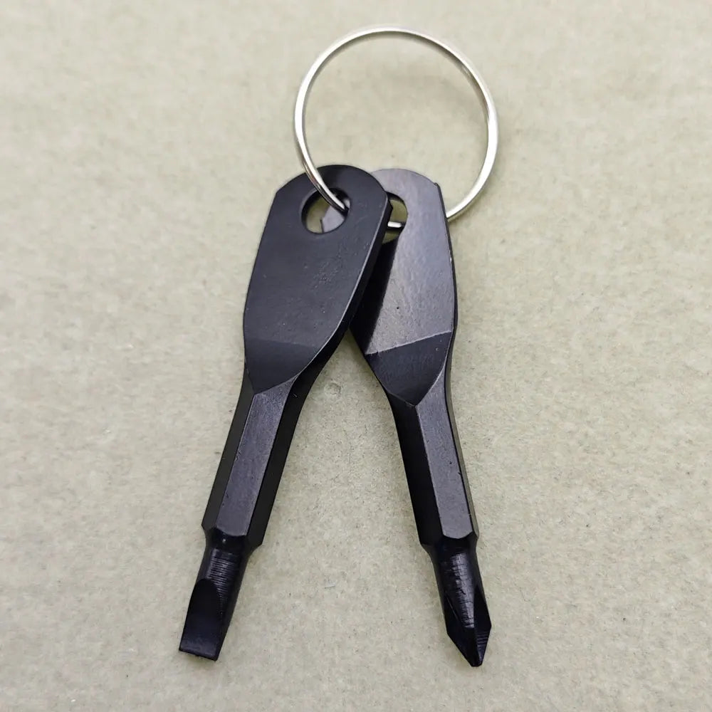 Portable Stainless Steel Mini EDC Keychain Slotted Phillips Screwdriver Keyring Pocket Repair Tools Set Key Chain Ring Gift