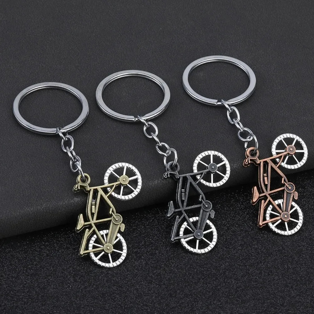 Metal 3D Three-dimensional Keychain Bicycle Backpack Originality Personalization Keyring Adventure Badge Key Chain Ring Gift