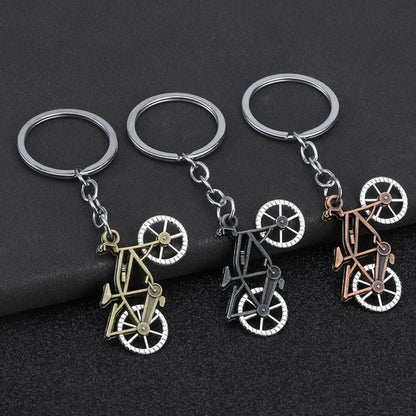 Metal 3D Three-dimensional Keychain Bicycle Backpack Originality Personalization Keyring Adventure Badge Key Chain Ring Gift