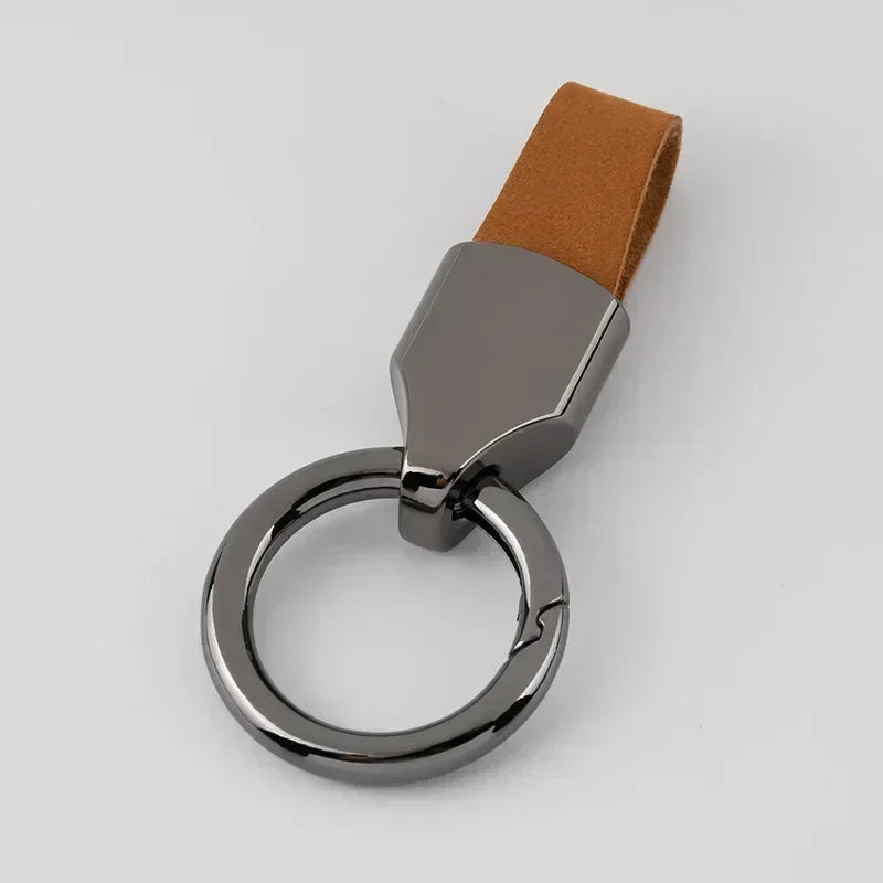 Retro Vintage Personalized Keyring Custom Logo Name Car Key Chain Laser Engrave Nubuck Leather Keychain for Men and Women Gift
