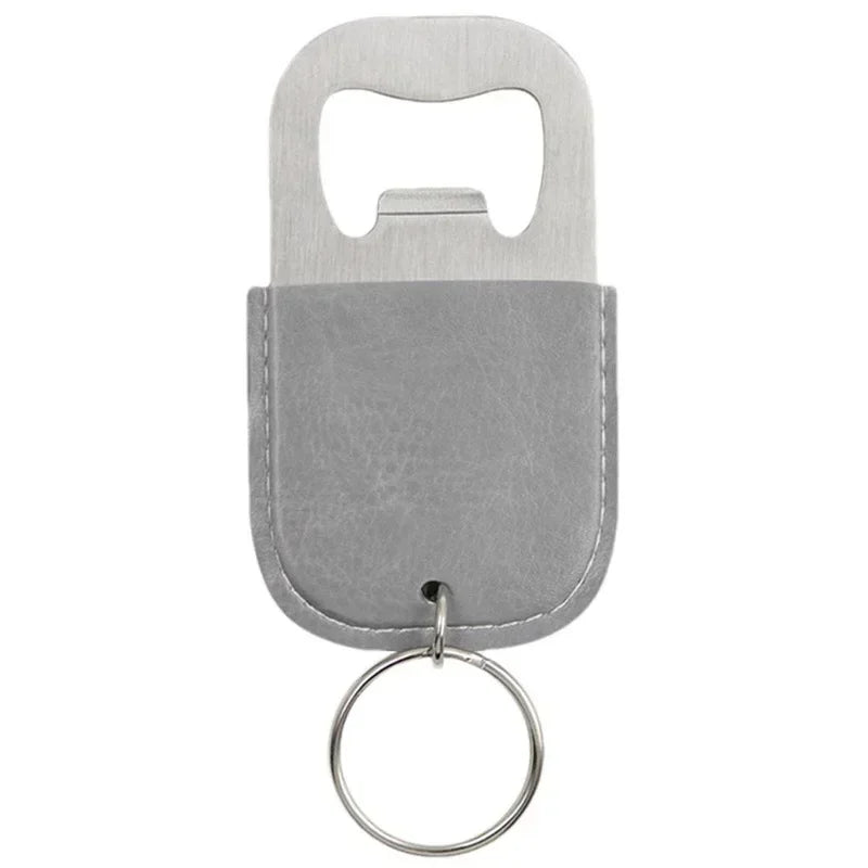 Individualization Metal Custom Logo Name Keychain Bottle Opener Leather Originality Keyring Car Key Chain Ring Laser Gift