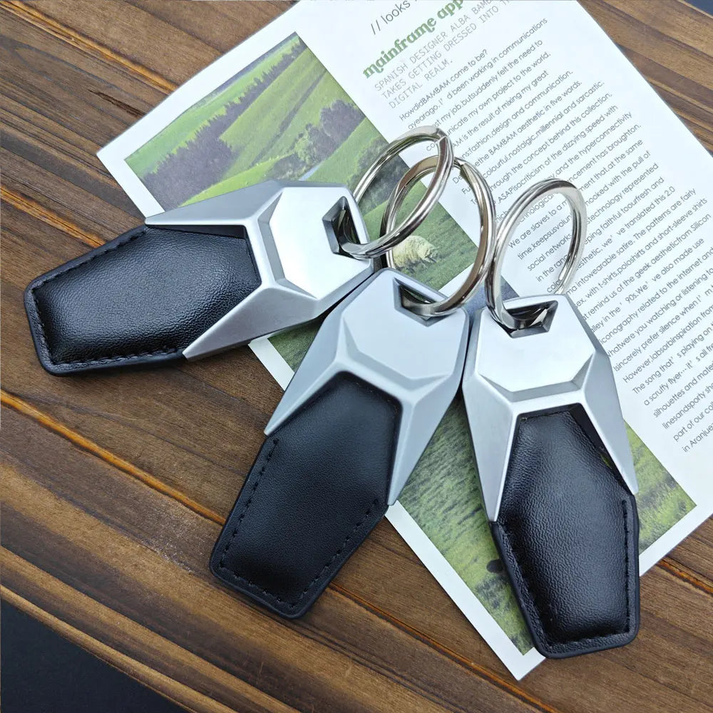 Custom Logo Car Keychain Styling Leather Metal Laser Pendant Keyring 4S Store Original Suitable Personalize Key Chain Ring Gift