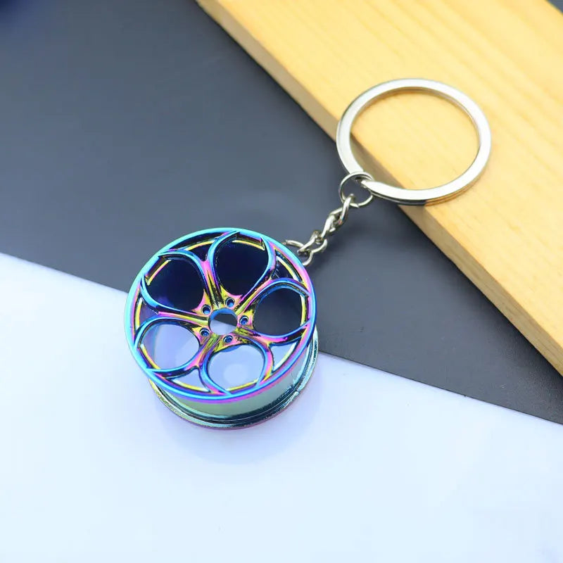 Creative Metal Mini Auto Parts Car Wheel Keychain Auto Enthusiast Keyring Accessories Key Ring Chain for Men Woman Lover Gift