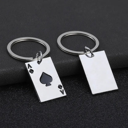Metal Poker Spades Hearts A Keychain Backpack Pendant Originality Keyring Personalization Car Moto Luck Key Chain Ring Gift