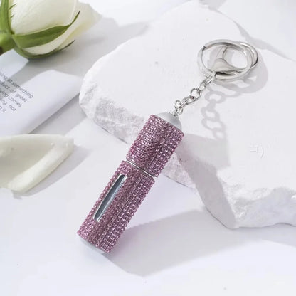 Creative Diamond-encrusted Keychain Mini Perfume Metal Bottom Hot-selling Keychain Charging Bottling Women Key Chain Ring Gift