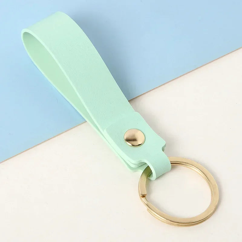 Fashion Personality PU Keychain Metal Cowhide Custom Name Keyring Motorcycle Car Hanging Rope DIY Manual Key Ring Chain Gift