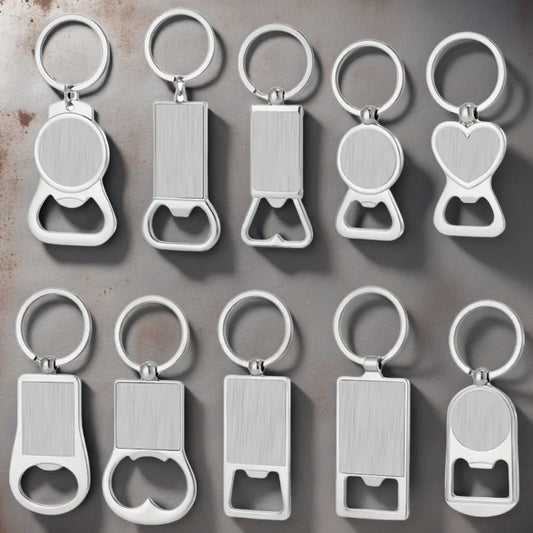 Creative Custom Laser Logo Name Keyring Metal Beer Bottle Opener Keychain Practical Printing Activity Bar Ad Key Ring Chain Gift