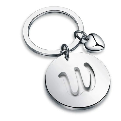 1PCS/2PCS Popular A-Z  Round Brand Stainless Steel Keychain 26 Letter Keyring  Pendant Key Ring Buckle Chains for Car Moto Gift