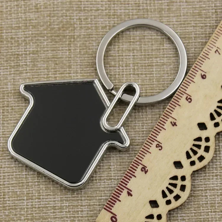 Custom Engraving Logo Name Metal Keychain Personalized Keyring Key Ring Chain Plate Laser Marking Black Mirror Promotional Gift