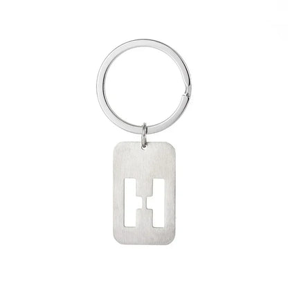 New Creative Hollowed Out 26 Letter Keychain Brushed Military Brand Pendants  Key Ring Buckle Chains Car Motorcyler Keyring Gift