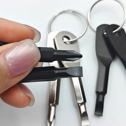 Portable Stainless Steel Mini EDC Keychain Slotted Phillips Screwdriver Keyring Pocket Repair Tools Set Key Chain Ring Gift