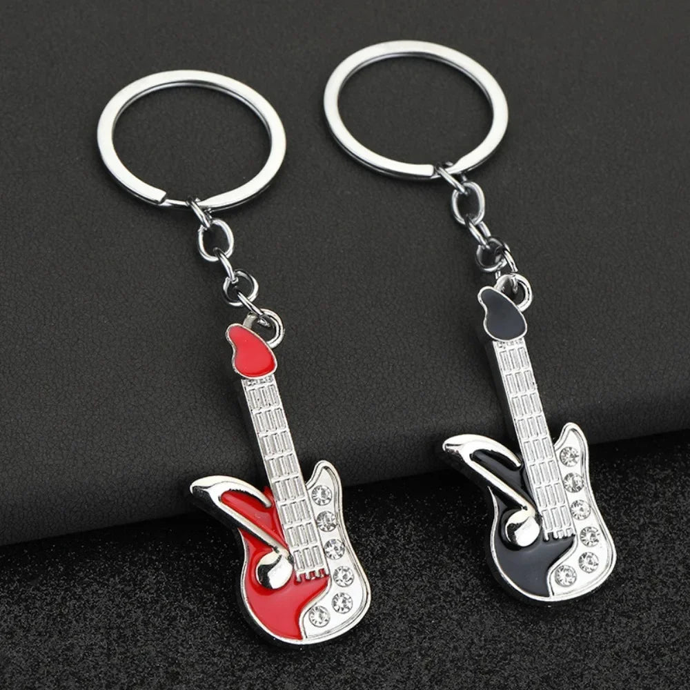 Enthusiast Creative Music Mini Metal Cute Keychain Guitar Pendant Key Ring Accessories Personalized Keyring Lover Small Gift