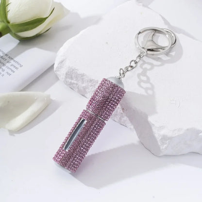 Creative Diamond-encrusted Keychain Mini Perfume Metal Bottom Hot-selling Keychain Charging Bottling Women Key Chain Ring Gift