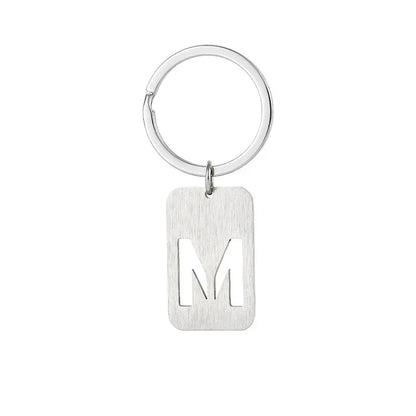New Creative Hollowed Out 26 Letter Keychain Brushed Military Brand Pendants  Key Ring Buckle Chains Car Motorcyler Keyring Gift