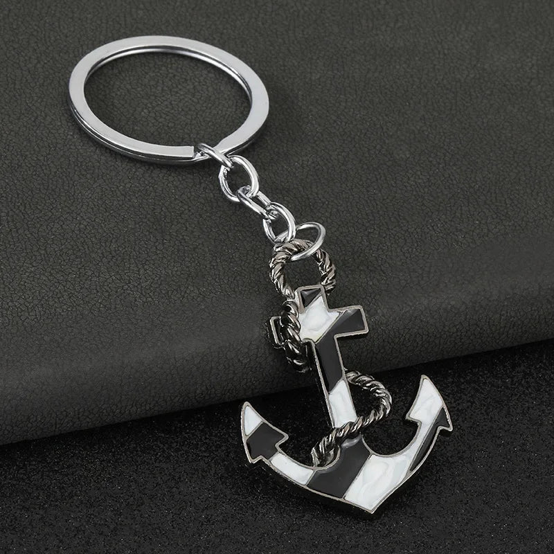 Personalization Originality 3D Metal Keychain Ship's Anchor Three-dimensional Backpack Keyring Adventure Key Chain Ring Gift
