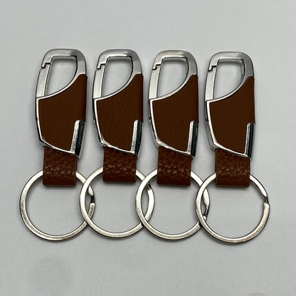 1/4PCS Personalized Leather Splicing Waist Hanging Car Keychain Metal Key Ring Chain Motorcycle Keyring Accessories for Man Gift