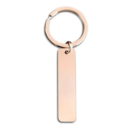 New style Stainless Steel Custom Logo Name Keychain Rectangular Hang Tag Metal Key Ring Advertising Holiday Engraved laser Gift