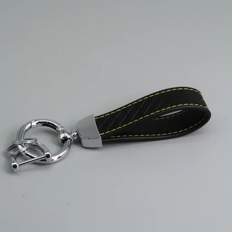 Creative Trendy Pendant Leather Keychain Accessories Net-like Metal Keyring Custom Name Text Logo Car Moto Key Chain Ring Gift