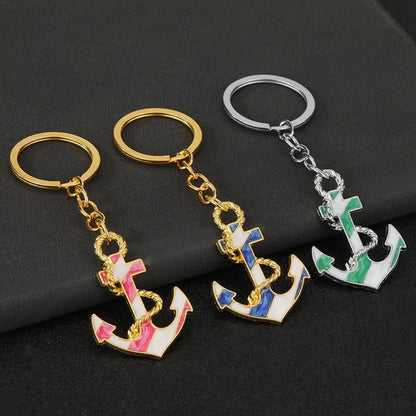 Personalization Originality 3D Metal Keychain Ship's Anchor Three-dimensional Backpack Keyring Adventure Key Chain Ring Gift